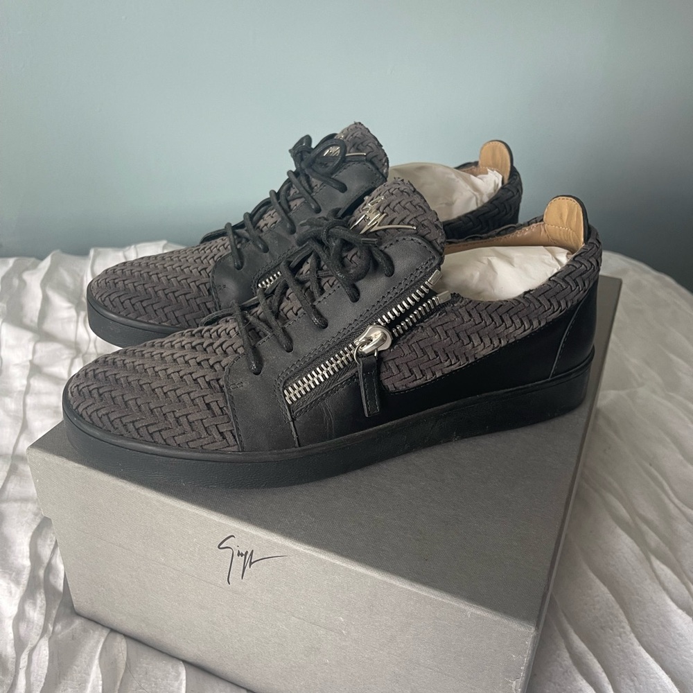 Giuseppe Zanotti Gray & Black Woven Sneakers